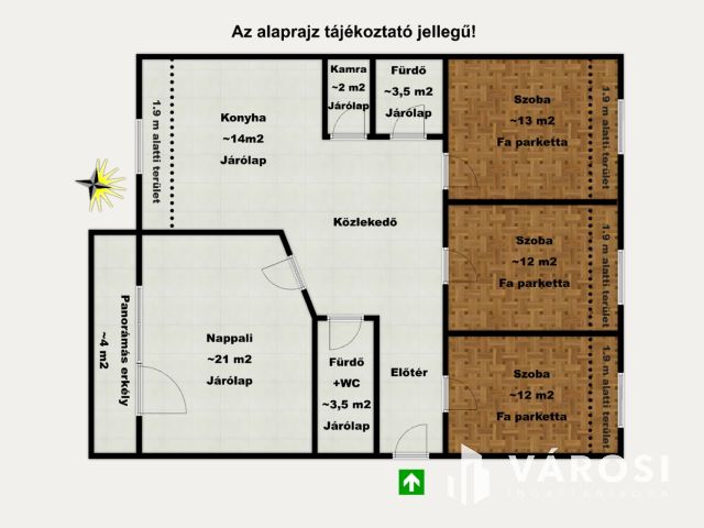 Napfényes, panorámás 3 szobás lakás jó elrendezéssel
